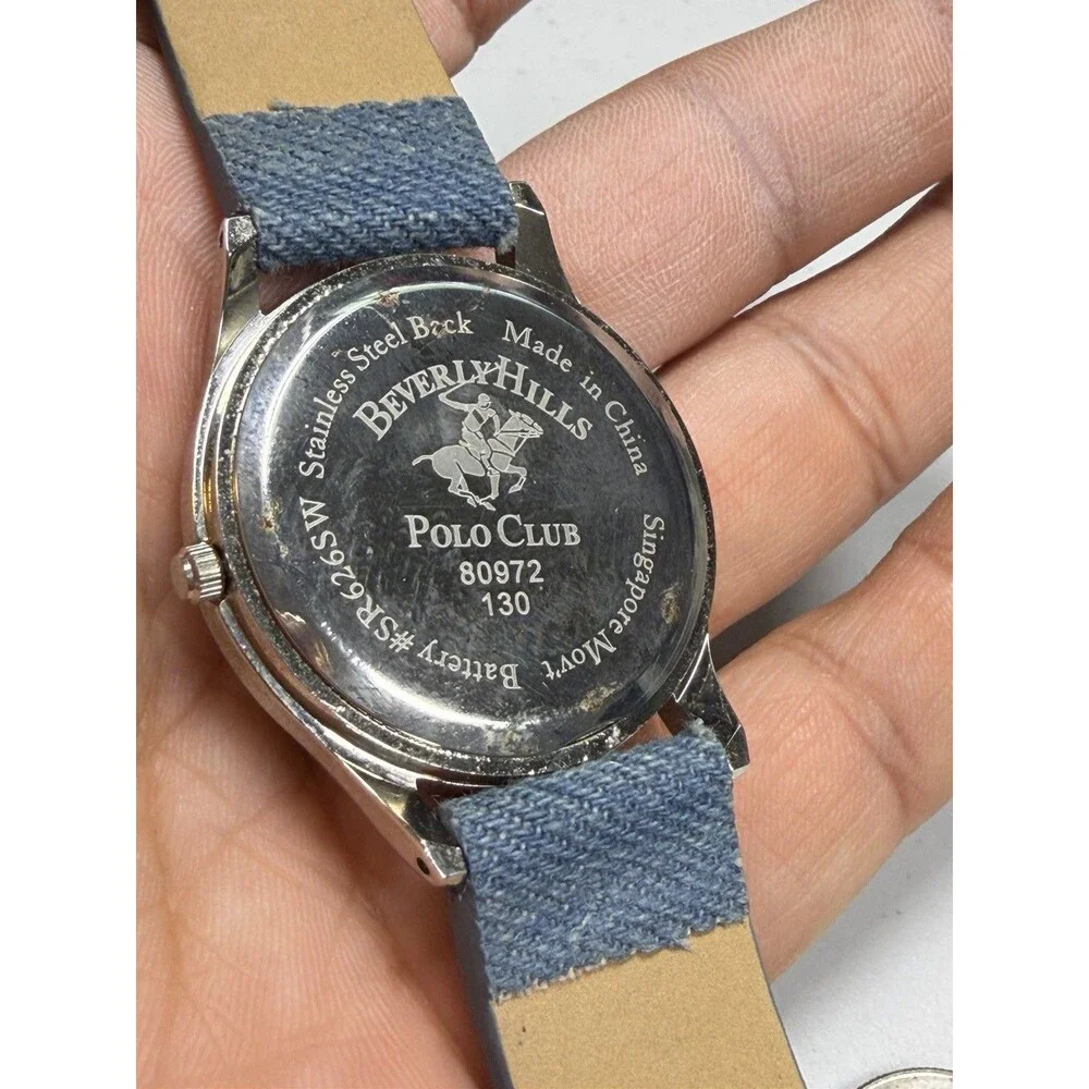 Beverly Hills Polo Club 80972 Quartz Watch 38mm Blue Denim Strap